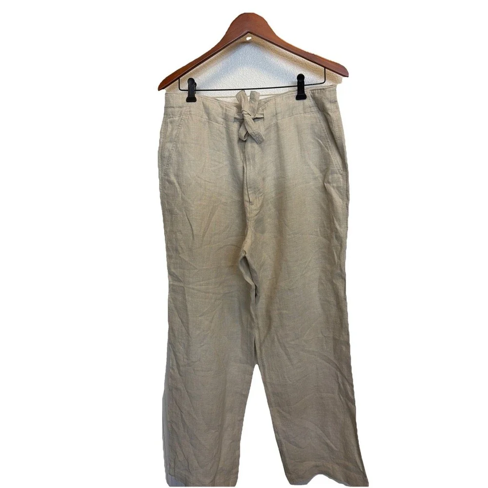 Island Company Mens Beachcomber Linen Pants Size Large Tan Beige Casual